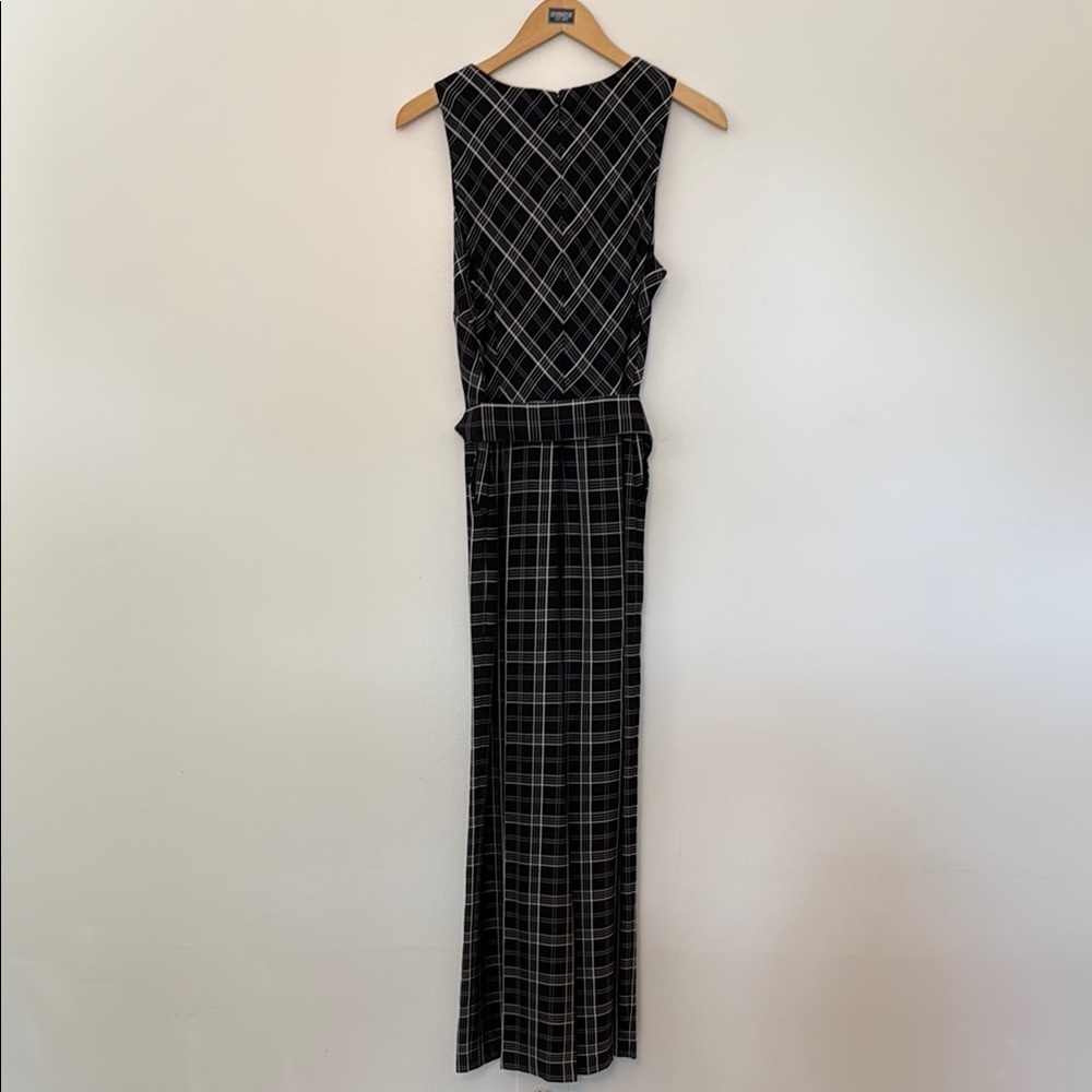 Vince Camuto Cropped Jumpsuit with Pockets, Wide Leg Windowpane Plaid - Picture 8 of 8